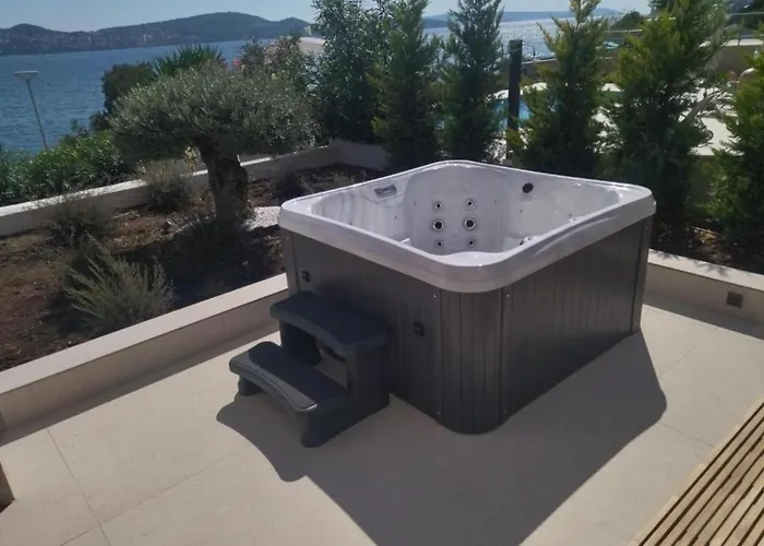 Beachfront Villa Malia Near Trogir With Heated Pool & Jacuzzi Trogir